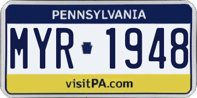 PA license plate MYR1948