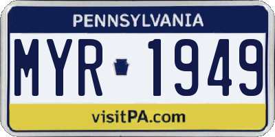 PA license plate MYR1949