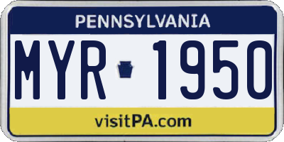 PA license plate MYR1950