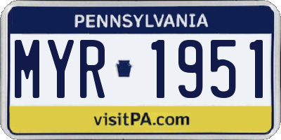 PA license plate MYR1951
