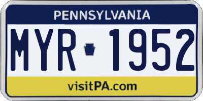 PA license plate MYR1952