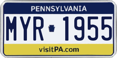 PA license plate MYR1955