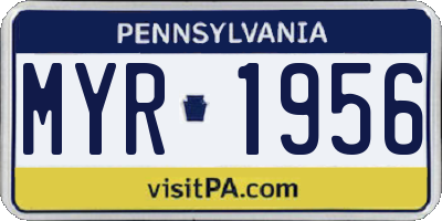 PA license plate MYR1956