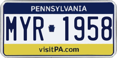 PA license plate MYR1958