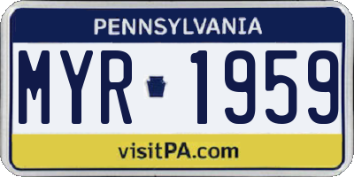 PA license plate MYR1959