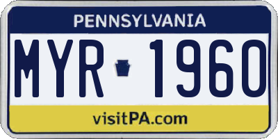 PA license plate MYR1960