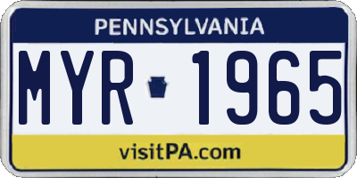 PA license plate MYR1965