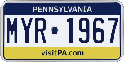 PA license plate MYR1967