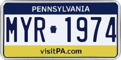 PA license plate MYR1974