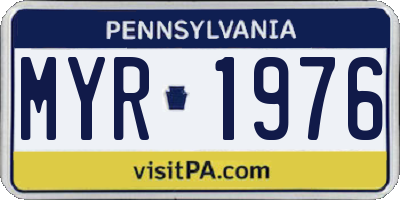 PA license plate MYR1976