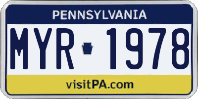 PA license plate MYR1978