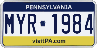 PA license plate MYR1984
