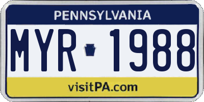 PA license plate MYR1988