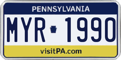 PA license plate MYR1990