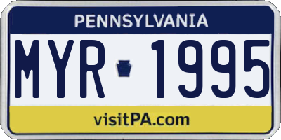 PA license plate MYR1995