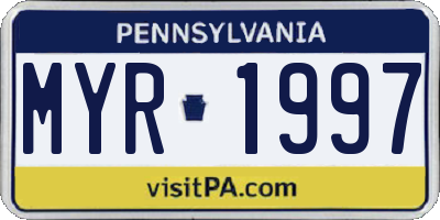 PA license plate MYR1997