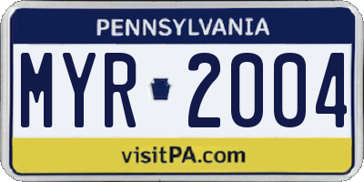 PA license plate MYR2004