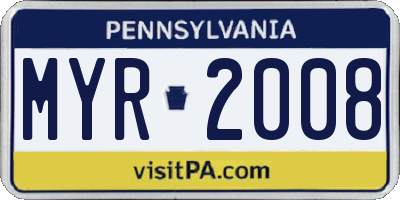 PA license plate MYR2008