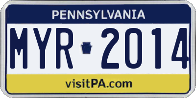 PA license plate MYR2014