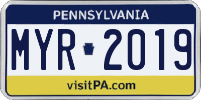PA license plate MYR2019