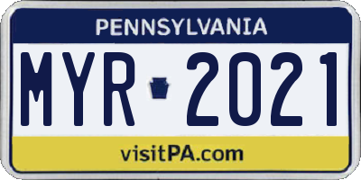 PA license plate MYR2021