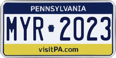 PA license plate MYR2023
