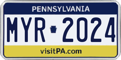 PA license plate MYR2024
