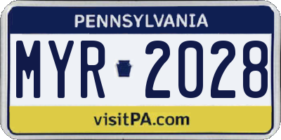 PA license plate MYR2028