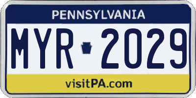PA license plate MYR2029