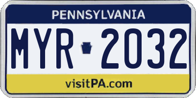 PA license plate MYR2032