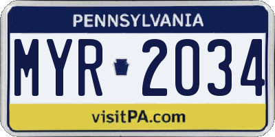PA license plate MYR2034