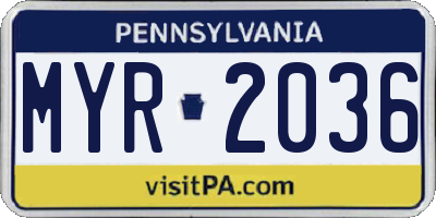 PA license plate MYR2036
