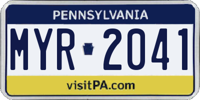 PA license plate MYR2041