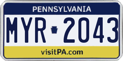 PA license plate MYR2043