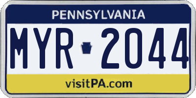 PA license plate MYR2044