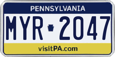 PA license plate MYR2047