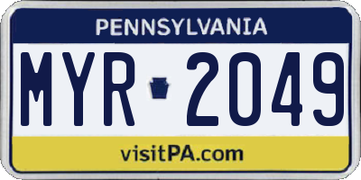 PA license plate MYR2049
