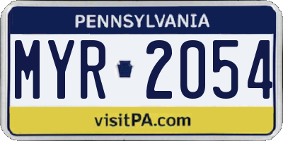 PA license plate MYR2054