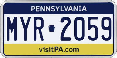 PA license plate MYR2059