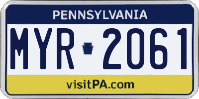 PA license plate MYR2061