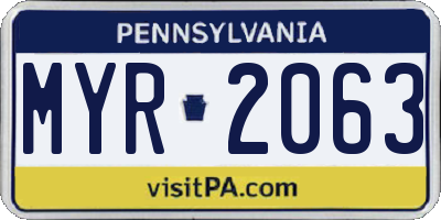 PA license plate MYR2063