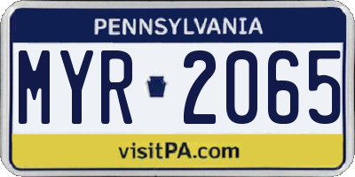 PA license plate MYR2065