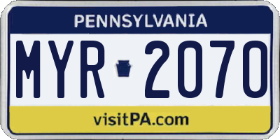 PA license plate MYR2070