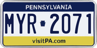 PA license plate MYR2071
