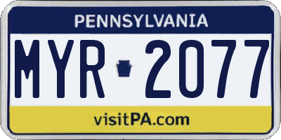 PA license plate MYR2077
