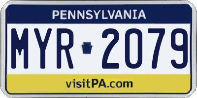 PA license plate MYR2079
