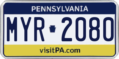 PA license plate MYR2080