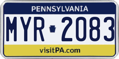 PA license plate MYR2083
