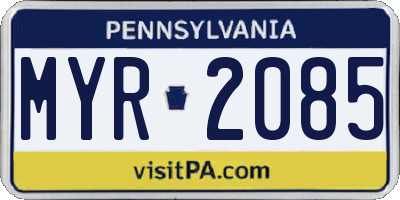 PA license plate MYR2085