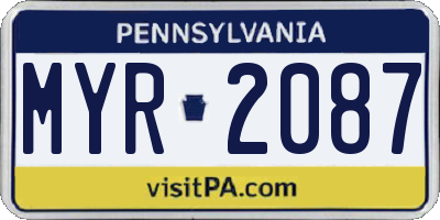 PA license plate MYR2087